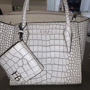 Henri bendel mini tilda in white croc print